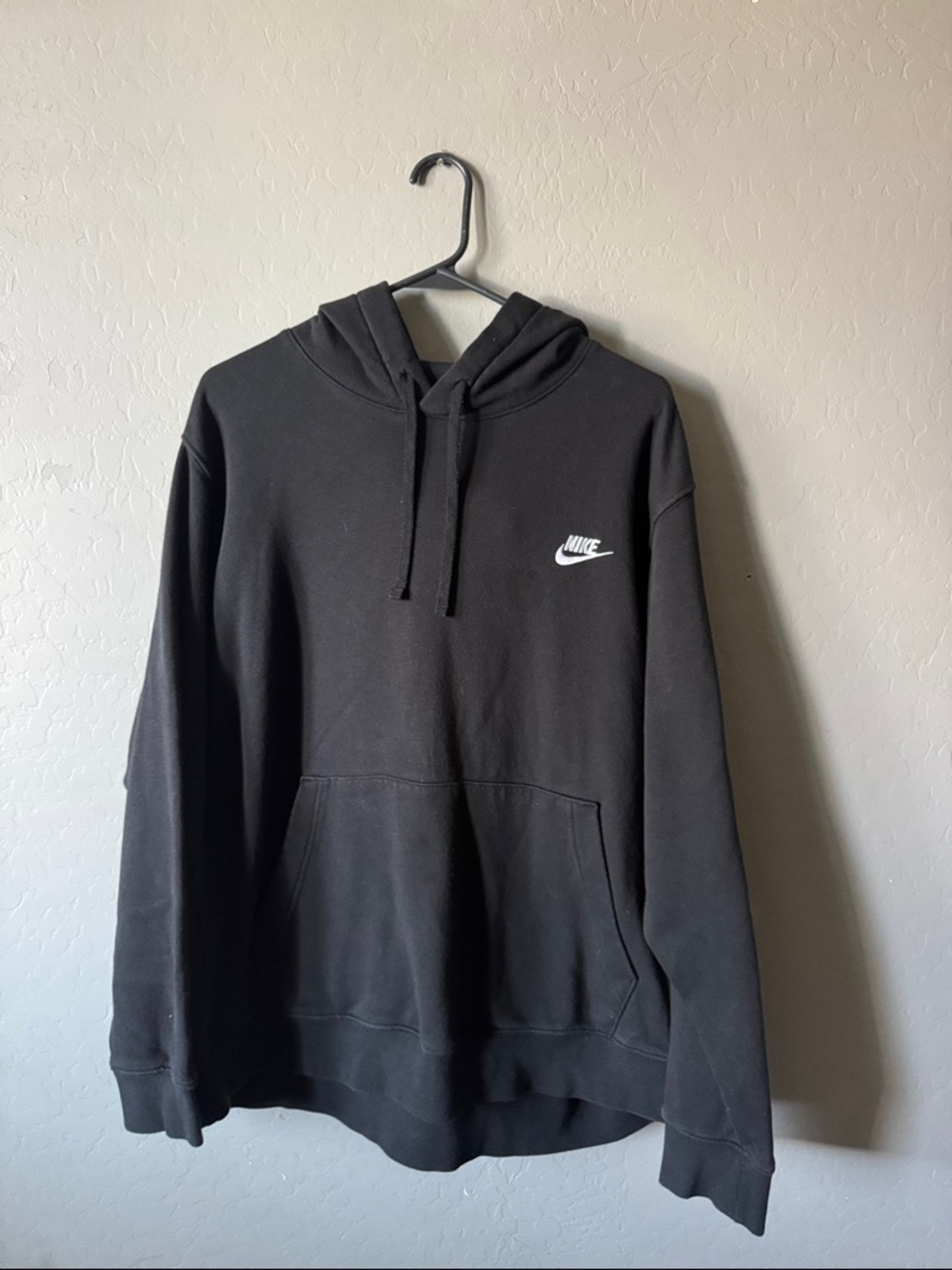 Nike Black Hoodie with White Swoosh - Men's Pullover
